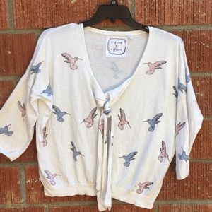 Portrait of a flower hummingbird sweater XL